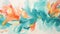 Teal and Coral Abstract Brush Strokes Expressive Modern Art