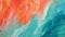 Teal and Coral Abstract Brush Strokes Expressive Modern Art