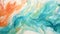 Teal and Coral Abstract Brush Strokes Expressive Modern Art