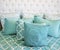 Teal cushions and bedding textiles