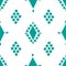 Teal diamond shapes vector pattern on white background. Seamless geometric design with irregular painterly effect. Great