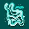 Teal Drawn Illustration With Fluid Lines On Dark Background