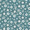 Teal floral seamless vector pattern background