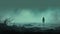 Teal Fog: A Minimalist Speedpainting Of A Mysterious Creature In A Misty River