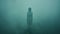 Teal Fog: A Psychological Horror Image Of A Woman Trapped In Emotions