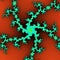 Teal fractal snowflake on oramge background