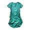 Teal Green Silk Shirt Dress - Distorted Form, Hyper Realistic, Hd