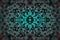 Teal mandala smooth spread of ink explosion, kaleidoscopic background. Beautiful multicolor kaleidoscope texture. Movement