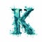 Teal Monster Letter K In Water Paint From Nature