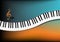 Teal and Orange Background Curved Piano Keyboard