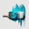 Teal Paint Splat and Blue Brush, AI Generated