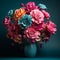 Teal And Pink Carnation Arrangement With 3d Effect