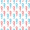 Teal and pink ocean theme seahorse vector seamless pattern for background and wallpaper