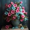 Teal And Pink Petunia Arrangement: A Stunning 3d Floral Display