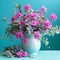 Teal And Pink Verbena Arrangement With 3d Effect