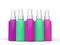 Teal and purple unlabled spray bottles