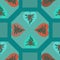 Teal And Red Hearts Geometric Pattern