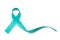 Teal ribbon awareness isolated on white clipping path for Ovarian Cancer, Polycystic Ovarian Syndrome PCOS disease