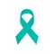 Teal ribbon awareness on a white background. Symbolic Post Traumatic Stress Disorder - PTSD.