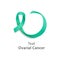 Teal ribbon the ovarian cancer awareness realistic vector illustration isolated.