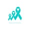 Teal Ribbon Ovarian Cancer flat design