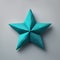 Teal Star Origami Minimalist 3d Render Illustration