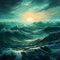 Teal Surrealism Seascape Abstract Painting