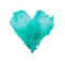 Teal watercolor painted heart shape on white