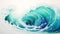 Teal Wave: Aggressive Digital Illustration Of A Tropical Ocean Wave