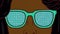 Teal and white triangle reflect in glasses comic style