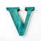 Teal Wood Letter V: Realistic Attention To Detail And Psychological Symbolism