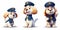 a team of anthropomorphic dogs, a set of three pictures in a police uniform generated by AI, generative assistant.