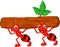 Team of ants cartoon carries log