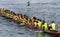 Team of athletes on dragon boat