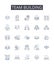 Team building line icons collection. Bonding exercises, Group activities, Collaborative events, Partnership development