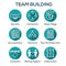 Team Building, Teamwork, and Connectivity Icon Set with Stick Fi