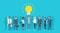 Team Of Business People Holding Light Bulb New Creative Idea Concept Group Of Successful Businesspeople Startup