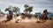 Team Calf Roping At A Country Rodeo