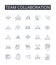 Team collaboration line icons collection. Group cooperation, Joint effort, Mutual support, Combined action, Collective