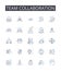 Team collaboration line icons collection. Group cooperation, Joint effort, Mutual support, Combined action, Collective