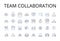 Team collaboration line icons collection. Group cooperation, Joint effort, Mutual support, Combined action, Collective