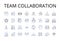 Team collaboration line icons collection. Group cooperation, Joint effort, Mutual support, Combined action, Collective