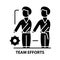 team efforts icon, black vector sign with editable strokes, concept illustration