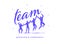 Team emblem, logo with text, happy celebrating office people group silhouettes holding hands together jump and celebrate.