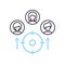 team focus line icon, outline symbol, vector illustration, concept sign