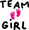 Team girl text with baby feet image and svg vector cutfile for cricut and silhouette