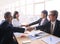 Team of man and woman business people successful shaking hand a