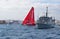 Team Mapfre Very Close Between Spectator Boats Volvo Ocean Race Alicante 2017