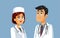 Team of Medical Workers Standing Together Cartoon Illustration