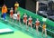 Team Netherlands during an artistic gymnastics training session for Rio 2016 Olympics at the Rio Olympic Arena